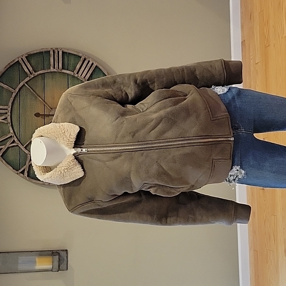 Abercrombie and Fitch Vegan Suede Jacket With Faux Fur Lining